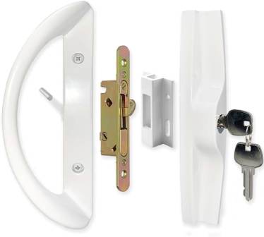 Side-by-side comparison showing standard lock versus high-security upgrade with stainless steel components